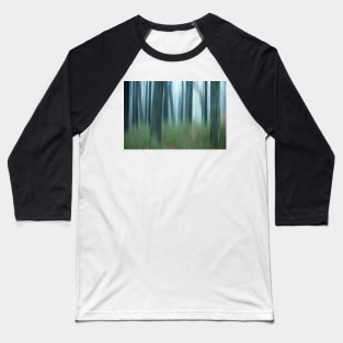 Blurred abstract trees in forest on foggy morning Baseball T-Shirt